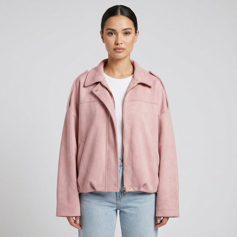 Elise Women’s Cropped Bomber Jacket | Zip-Front, Relaxed Silhouette