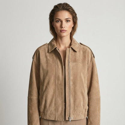 Elise Women’s Cropped Bomber Jacket | Zip-Front, Relaxed Silhouette