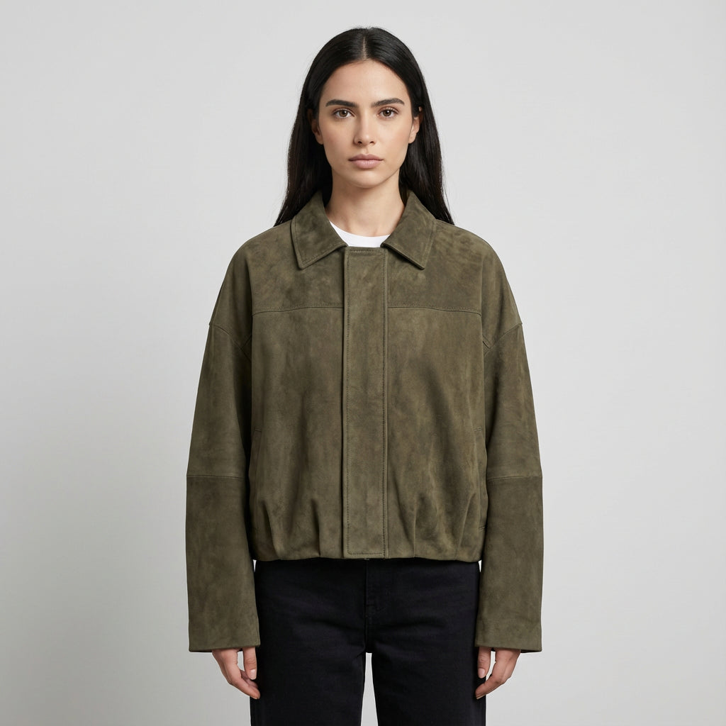 Elise Women’s Cropped Bomber Jacket | Zip-Front, Relaxed Silhouette