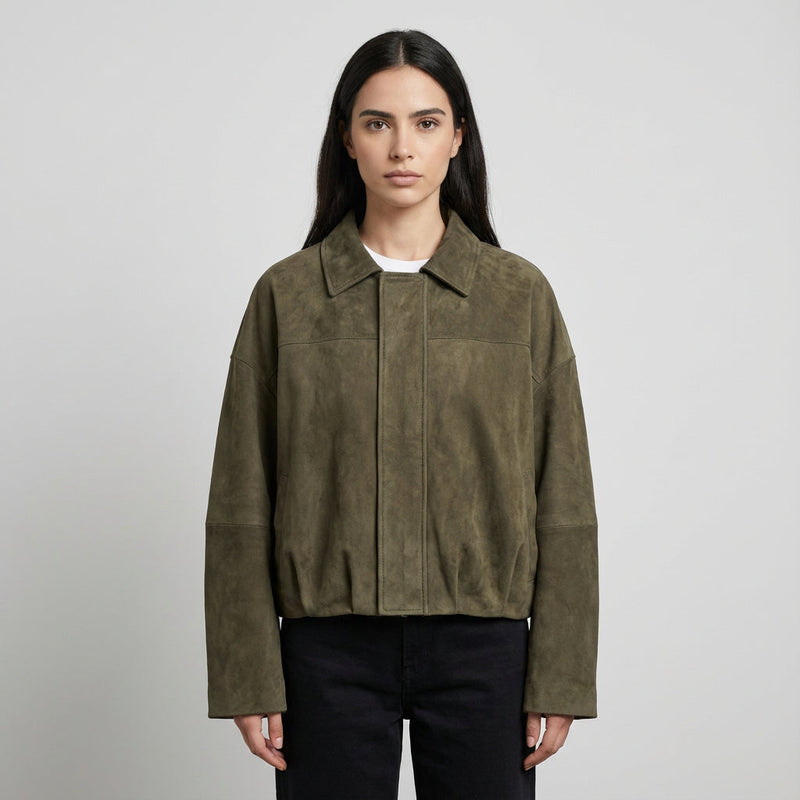 Elise Women’s Cropped Bomber Jacket | Zip-Front, Relaxed Silhouette