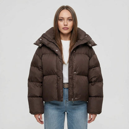 Fable Ariana Women’s Short Puffer Jacket | Hooded Design, Oversized Silhouette
