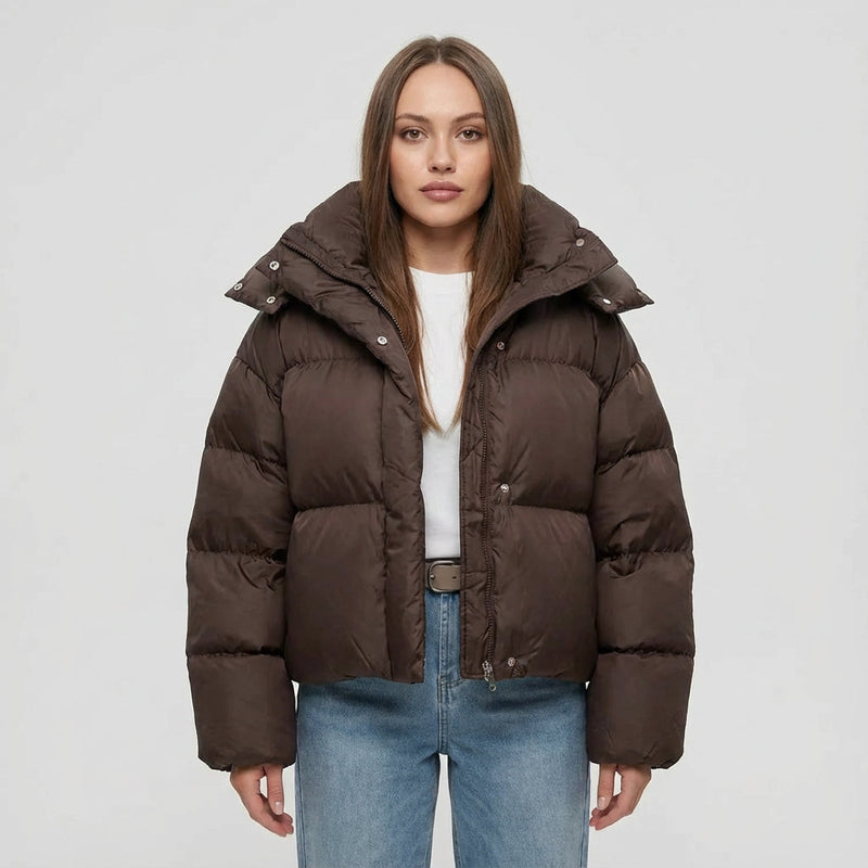 Fable Ariana Women’s Short Puffer Jacket | Hooded Design, Oversized Silhouette