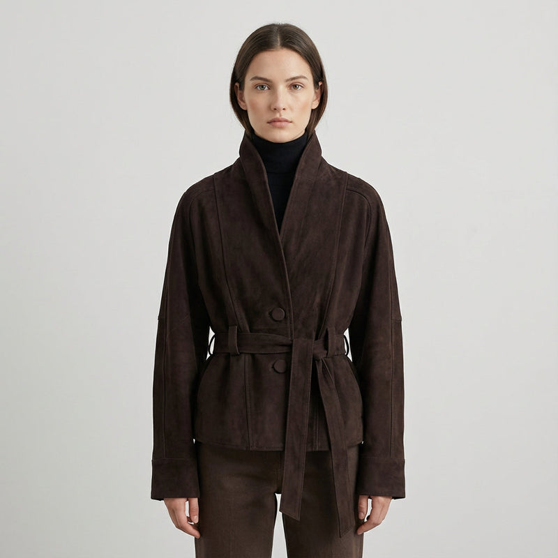 Elise Women’s Belted Wrap Jacket | Shawl Collar, Waist-Tie Design