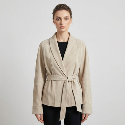 Elise Women’s Belted Wrap Jacket | Shawl Collar, Waist-Tie Design