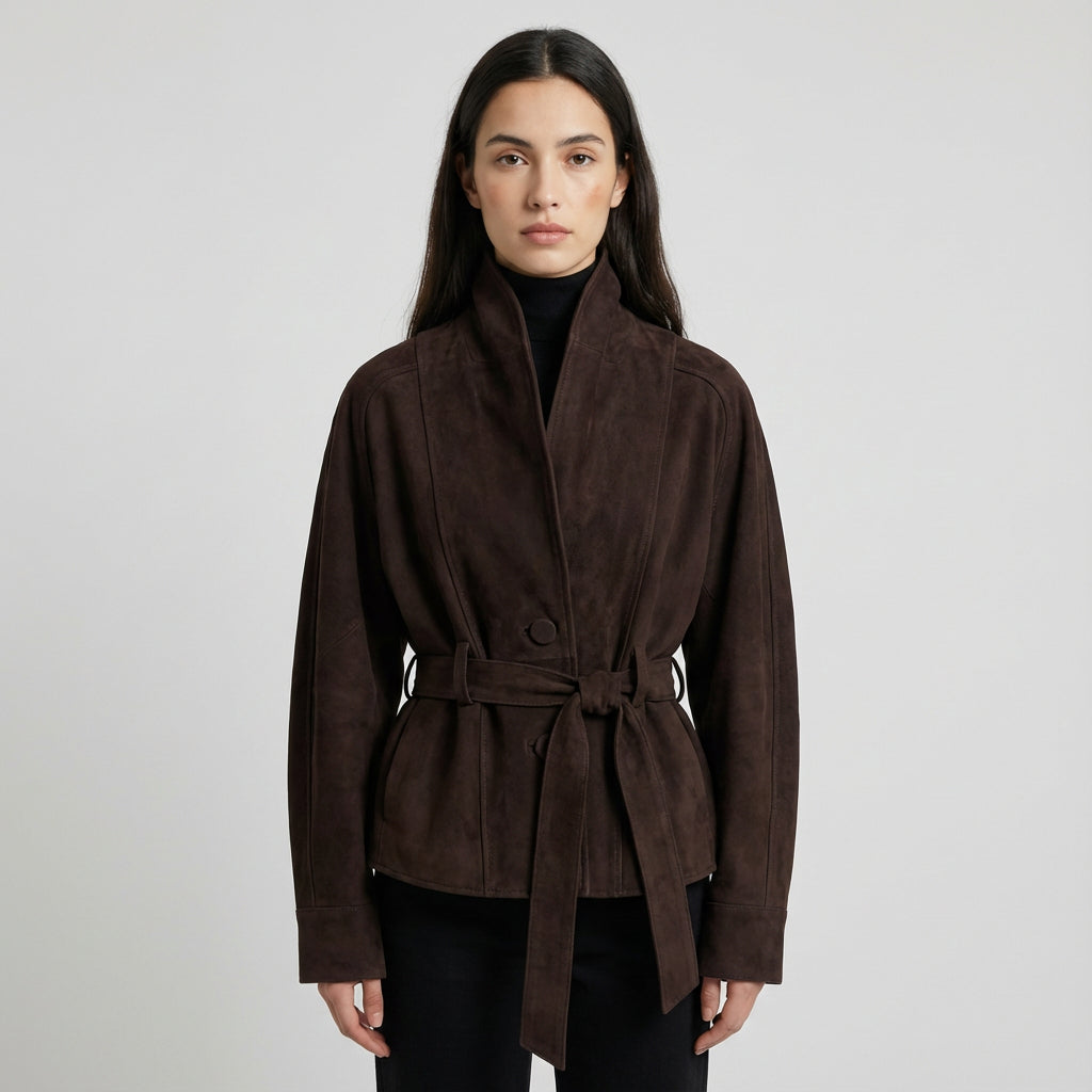 Elise Women’s Belted Wrap Jacket | Shawl Collar, Waist-Tie Design