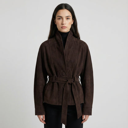 Elise Women’s Belted Wrap Jacket | Shawl Collar, Waist-Tie Design