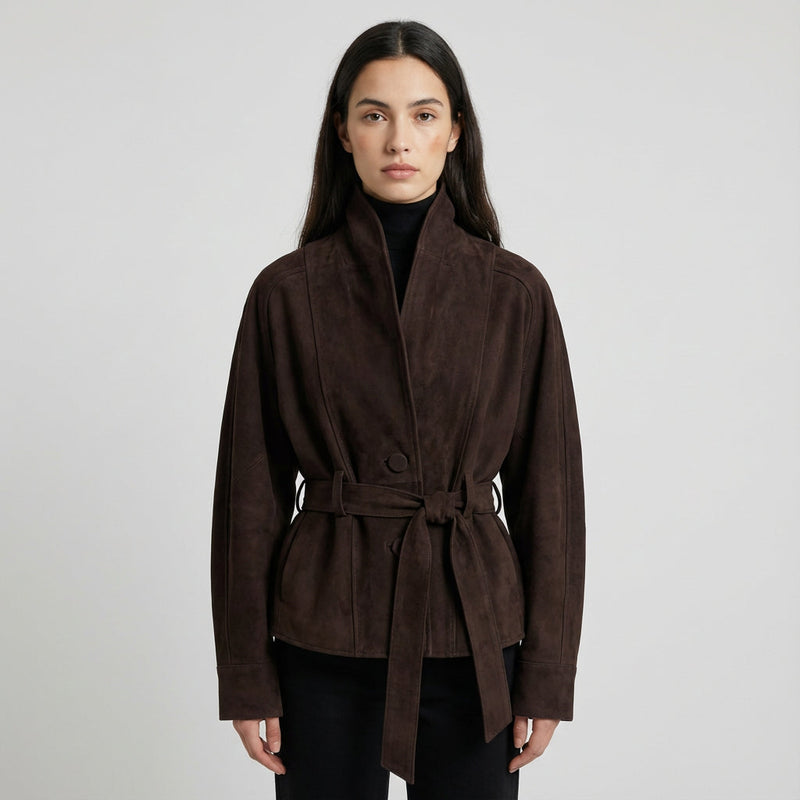 Elise Women’s Belted Wrap Jacket | Shawl Collar, Waist-Tie Design