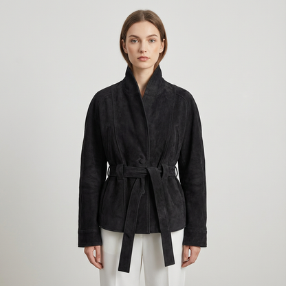Elise Women’s Belted Wrap Jacket | Shawl Collar, Waist-Tie Design