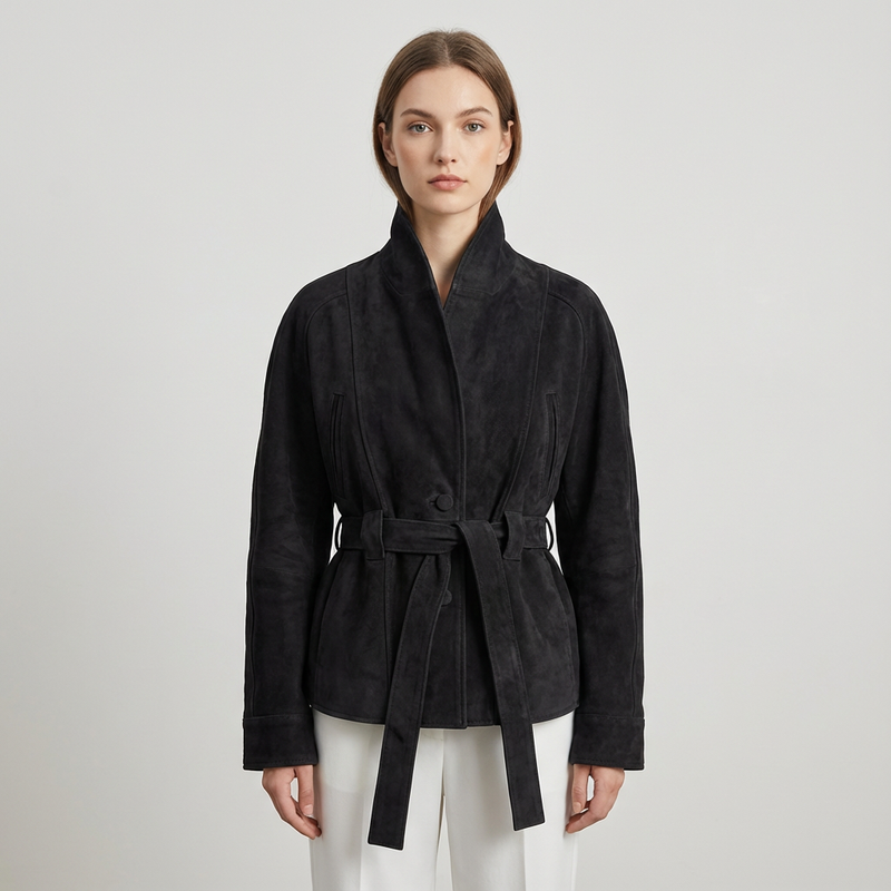 Elise Women’s Belted Wrap Jacket | Shawl Collar, Waist-Tie Design