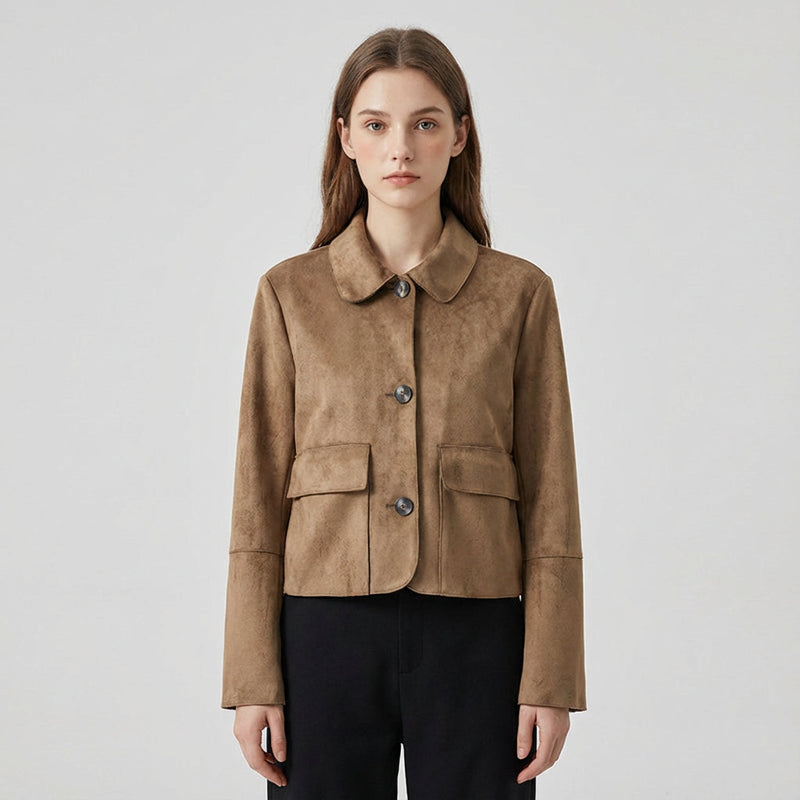 Haven Aria Women’s Cropped Jacket | Button-Front, Classic Collar