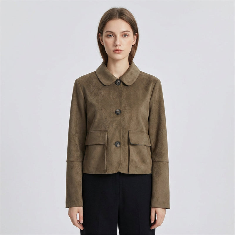 Haven Aria Women’s Cropped Jacket | Button-Front, Classic Collar