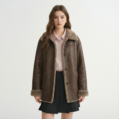 Willow Dura Double Face Winter Coat | Reversible Brown Faux Fur, Vintage American Style