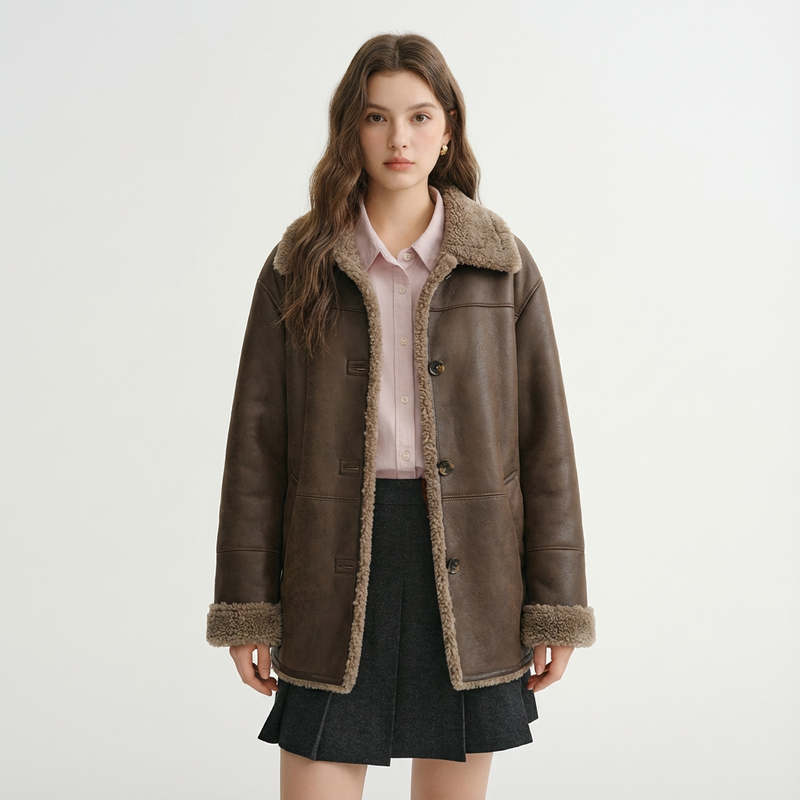 Willow Dura Double Face Winter Coat | Reversible Brown Faux Fur, Vintage American Style