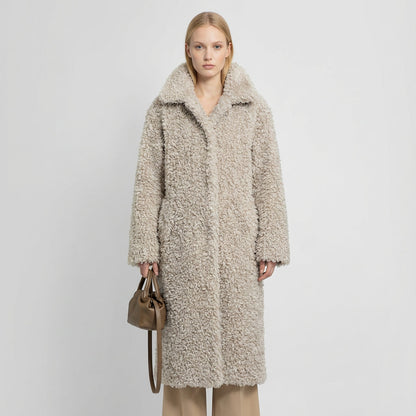 Gina Women's Coat | Faux Fur Shearling Maxi, Trendy Winter Style