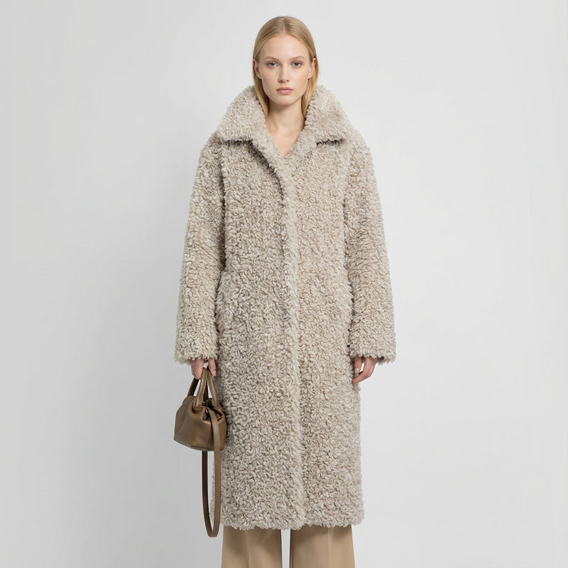 Gina Women's Coat | Faux Fur Shearling Maxi, Trendy Winter Style