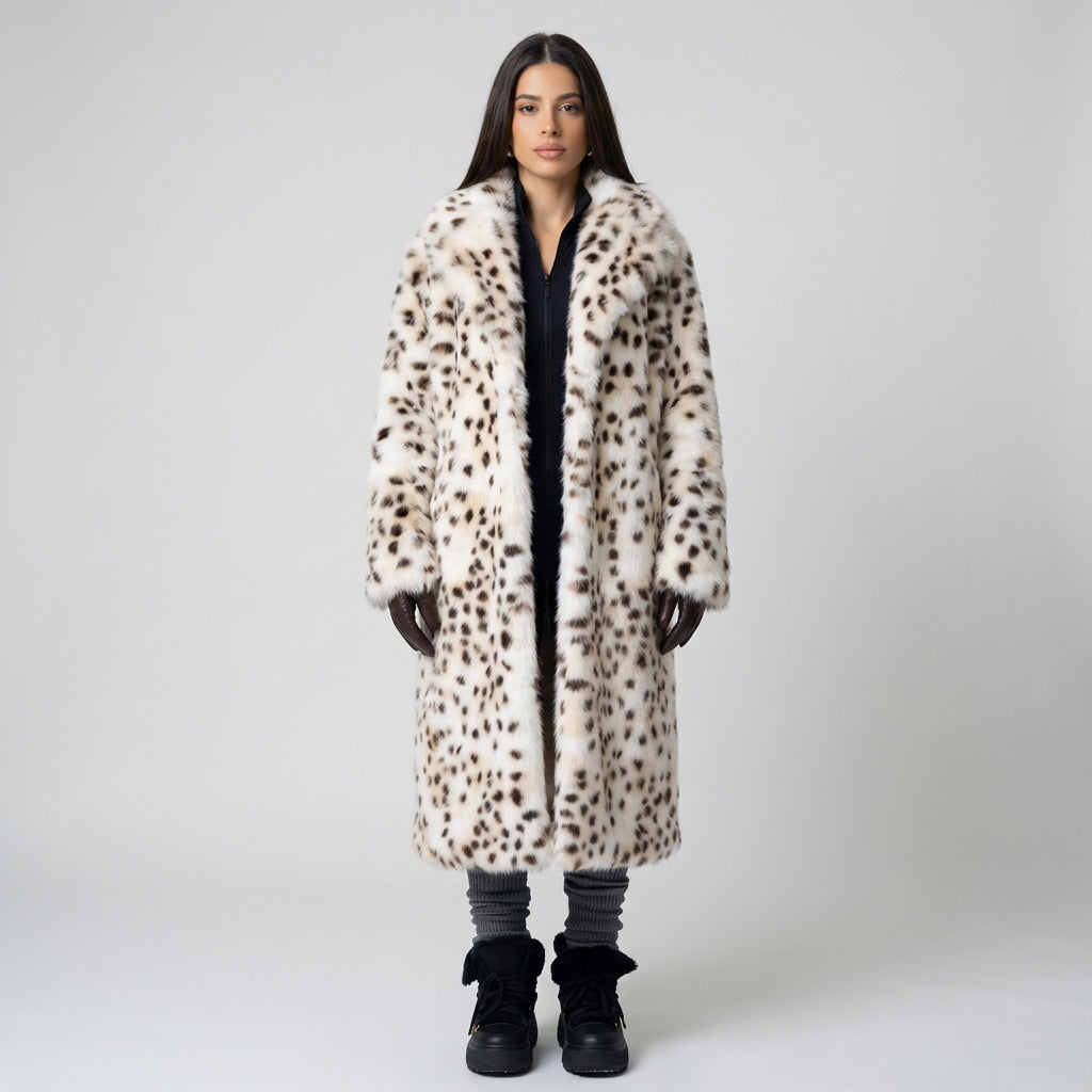 Manteau en fausse fourrure pour femmes Nina | Imprimé léopard, mode hivernale