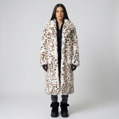 Manteau en fausse fourrure pour femmes Nina | Imprimé léopard, mode hivernale