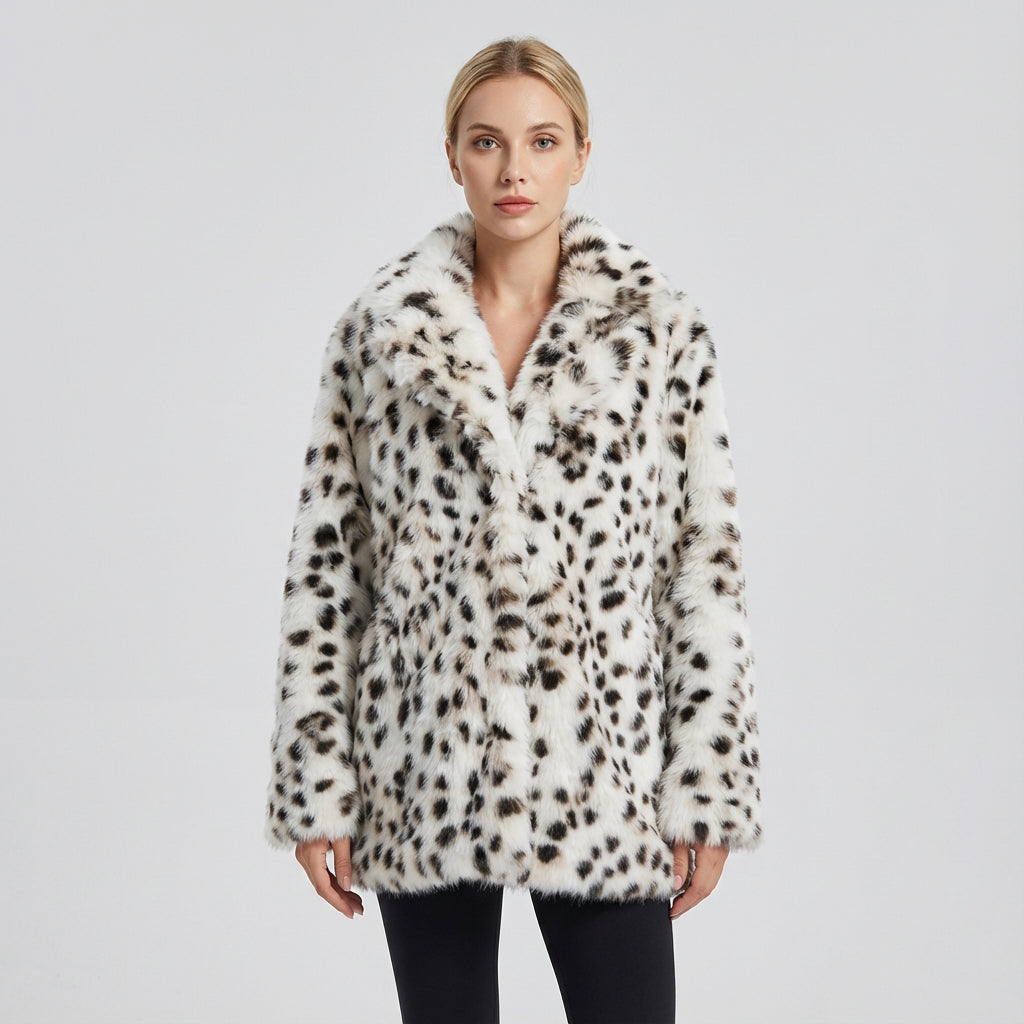 Nina Women's Faux Fur Coat | Luxurious Leopard Print, Winter Essential