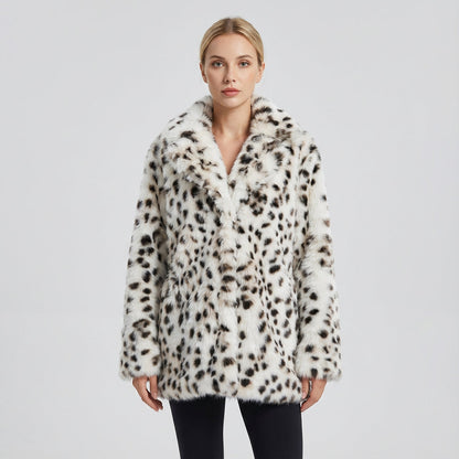 Nina Women's Faux Fur Coat | Luxurious Leopard Print, Winter Essential