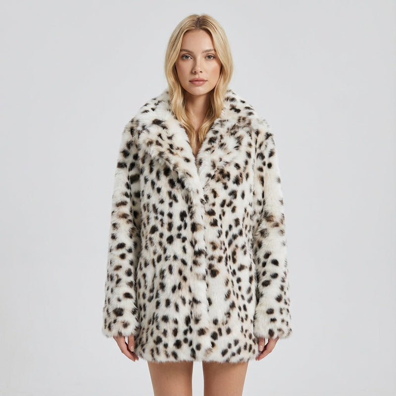 Nina Women's Faux Fur Coat | Luxurious Leopard Print, Winter Essential