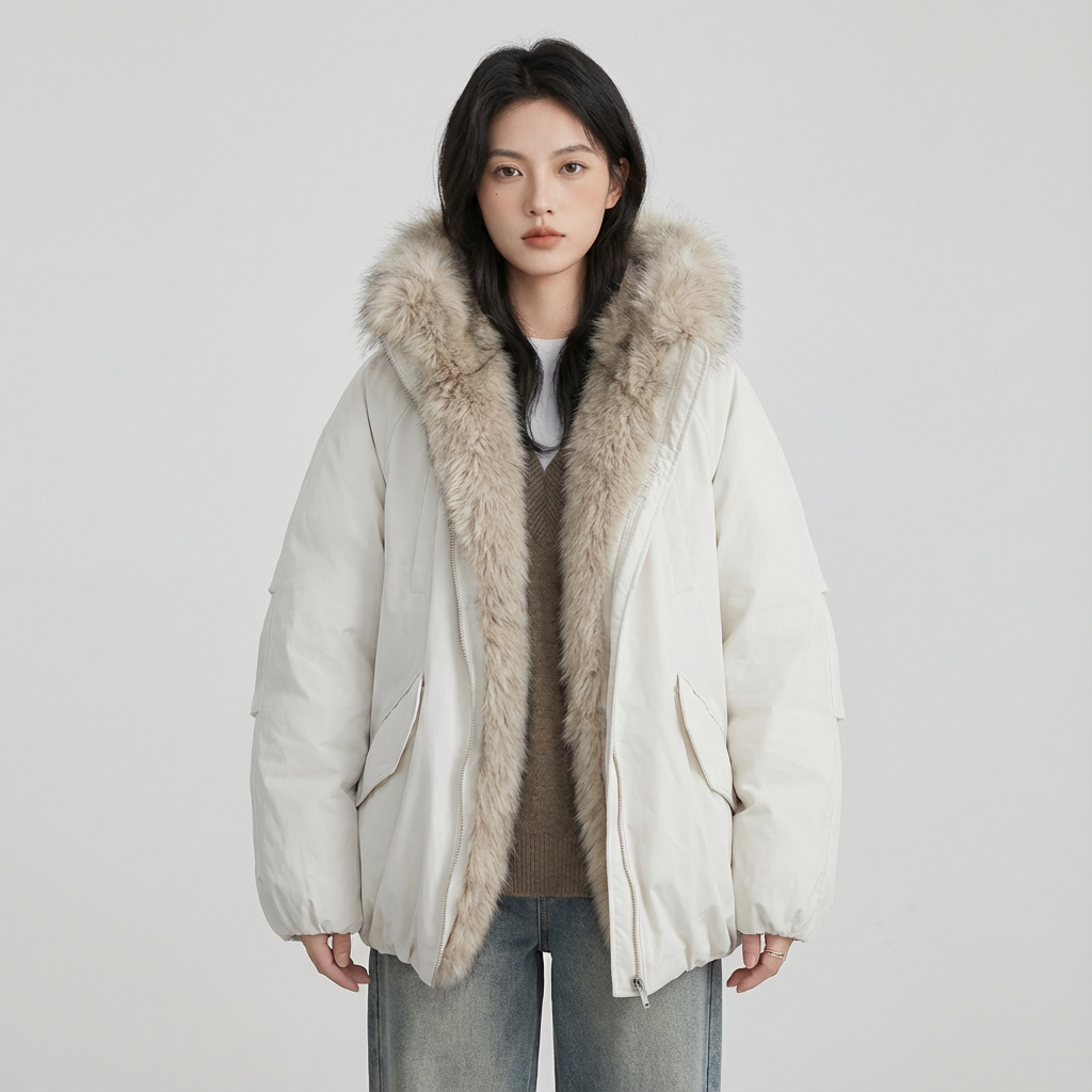 Cleo Women's Puffer Jacket | Faux Fur Collar, Casual Down Insulation