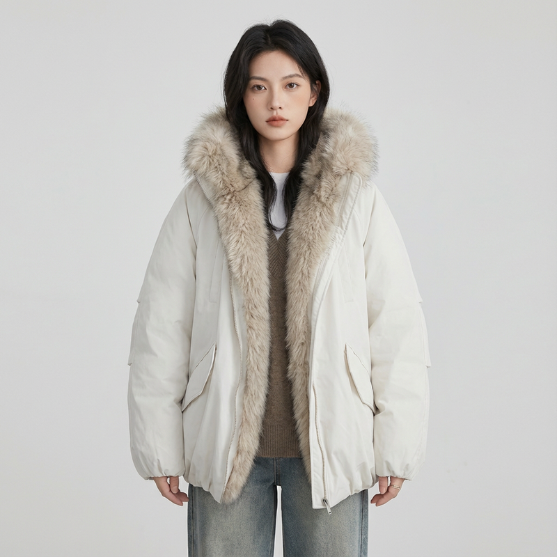 Cleo Women's Puffer Jacket | Faux Fur Collar, Casual Down Insulation