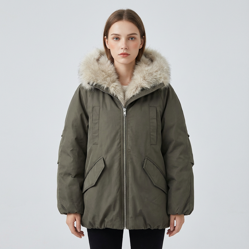 Cleo Women's Puffer Jacket | Faux Fur Collar, Casual Down Insulation