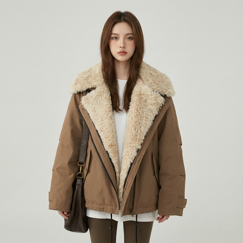 Chaqueta de motocicleta acolchada para mujer Cleo | Algodón grueso, moda urbana casual