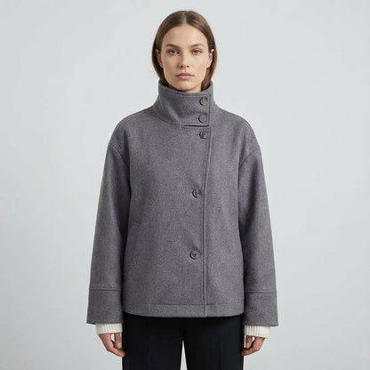 Chaqueta con Cuello Erguido para Mujeres de Clara | Cierre de Botones en la Parte Frontal, Largo Corto