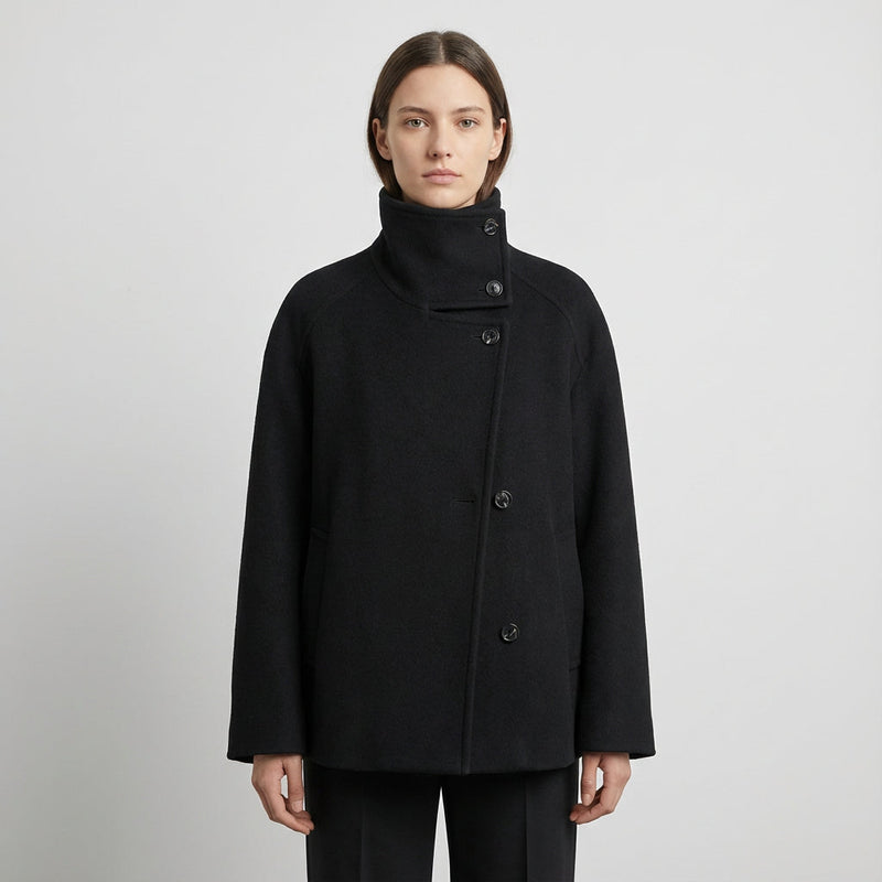 Chaqueta con Cuello Erguido para Mujeres de Clara | Cierre de Botones en la Parte Frontal, Largo Corto