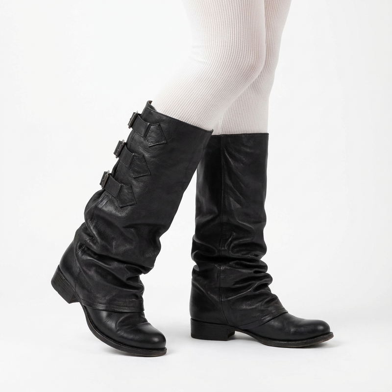 Gina Women's Black Mid-Calf Boots | Genuine Leather, Casual Fashion