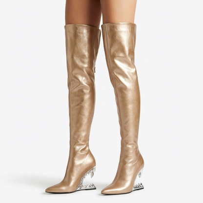 Sleek Ladies Over Knee Boots | Pointed Toe, Fashion Zipper