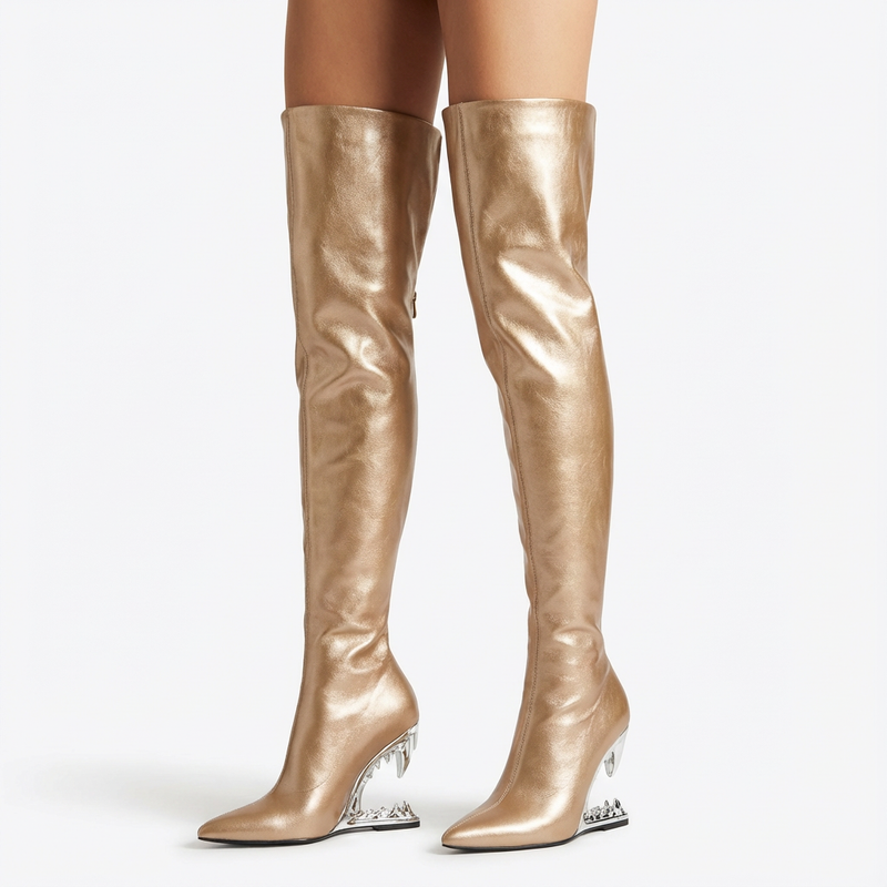 Sleek Ladies Over Knee Boots | Pointed Toe, Fashion Zipper