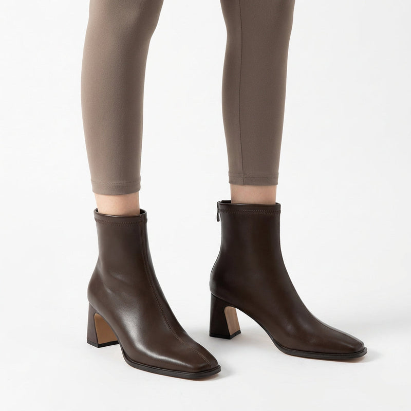 Vespera Women’s Square-Toe Ankle Boots | Sculpted Block Heel, Back-Zip Closure