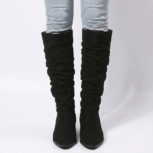 Amber Women's Knee High Boots | Slouchy Design with Block Heel, Relaxed Chic