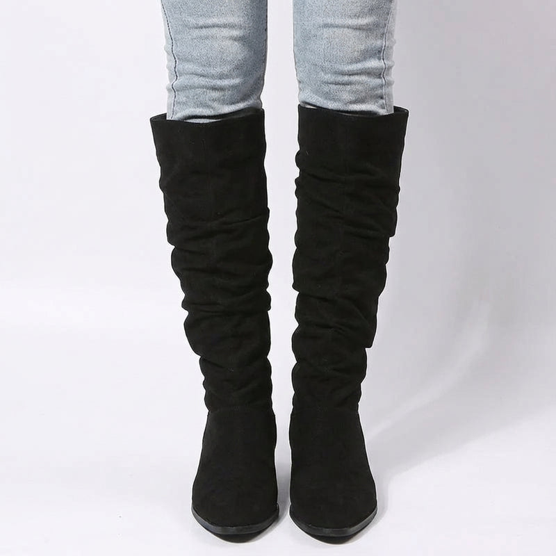 Amber Women's Knee High Boots | Slouchy Design with Block Heel, Relaxed Chic