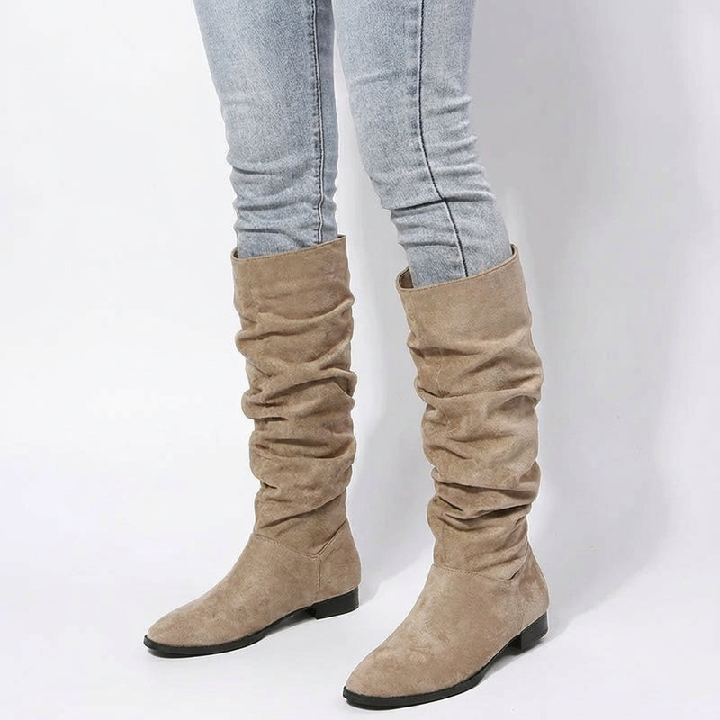 Amber Women's Knee High Boots | Slouchy Design with Block Heel, Relaxed Chic