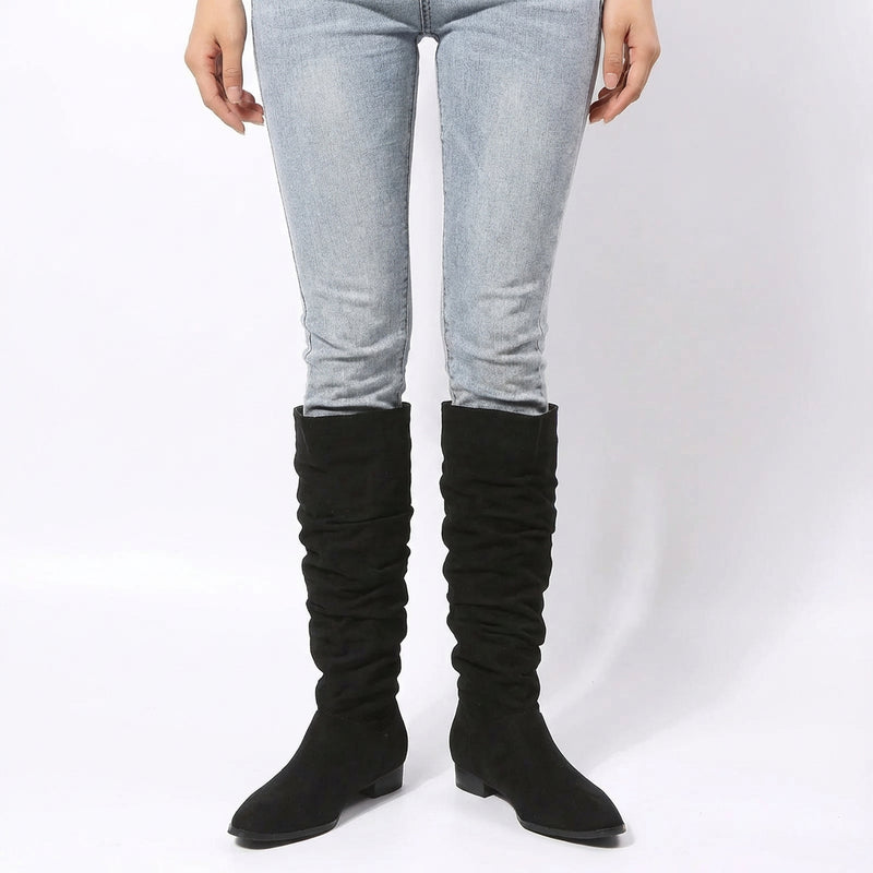 Amber Women's Knee High Boots | Slouchy Design with Block Heel, Relaxed Chic