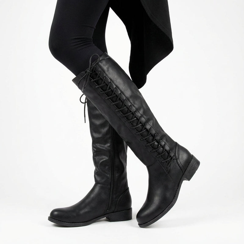 Morgan Women's Knee High Boots | Lace Up Front, Bold Modern Edge