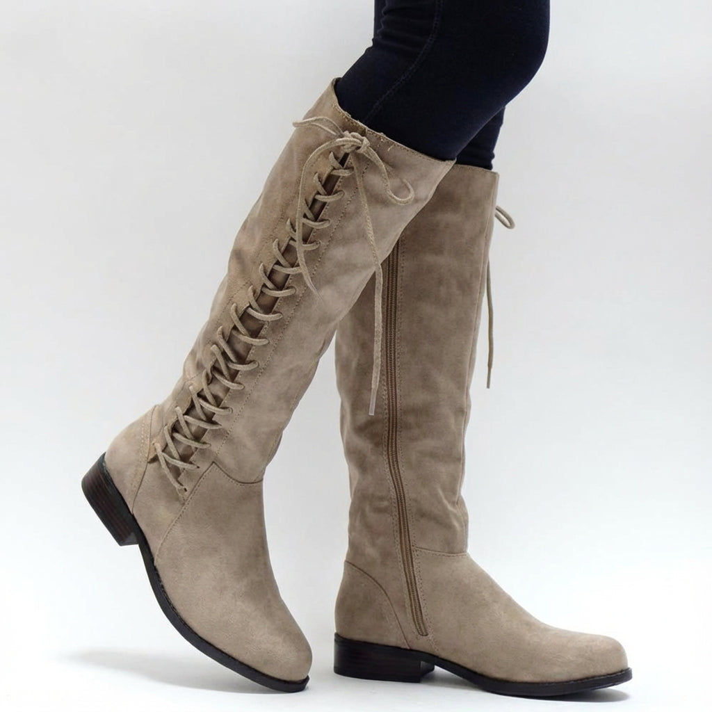 Morgan Women's Knee High Boots | Lace Up Front, Bold Modern Edge