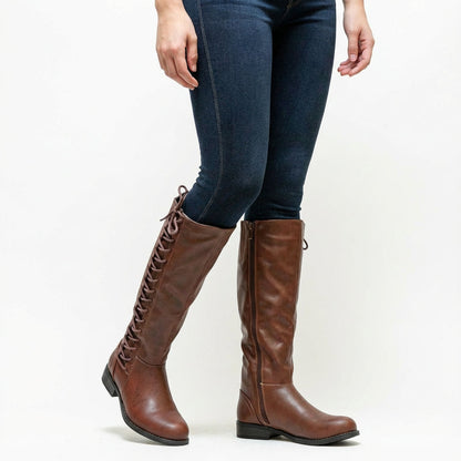 Morgan Women's Knee High Boots | Lace Up Front, Bold Modern Edge