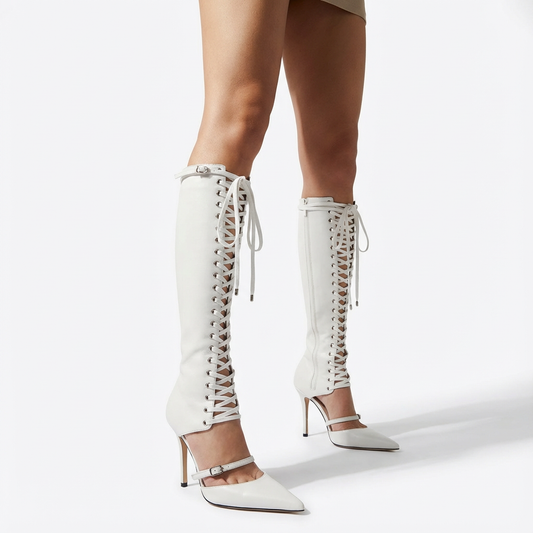 Clara Women's Knee High Heels | Pointed Toe, Stiletto Design