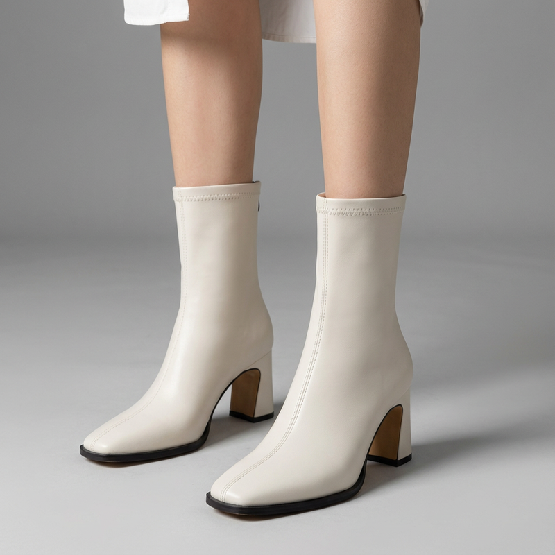 Vespera Women’s Square-Toe Ankle Boots | Sculpted Block Heel, Back-Zip Closure