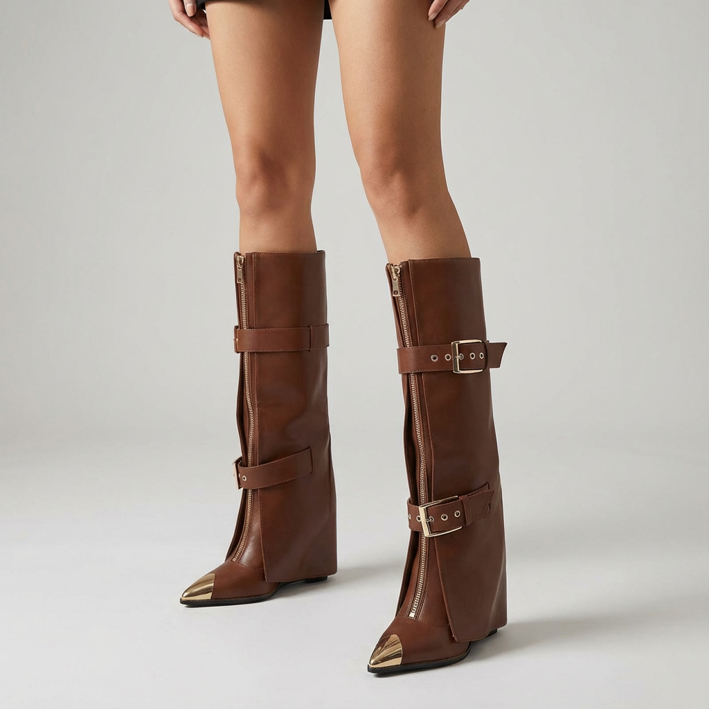 Evelyn Women's Black Knee High Boots | Stiletto Heels, Pointed Toe Design