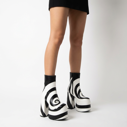 Pika Women's Knee High Boots | Thick High Heel, Mixed Color Design