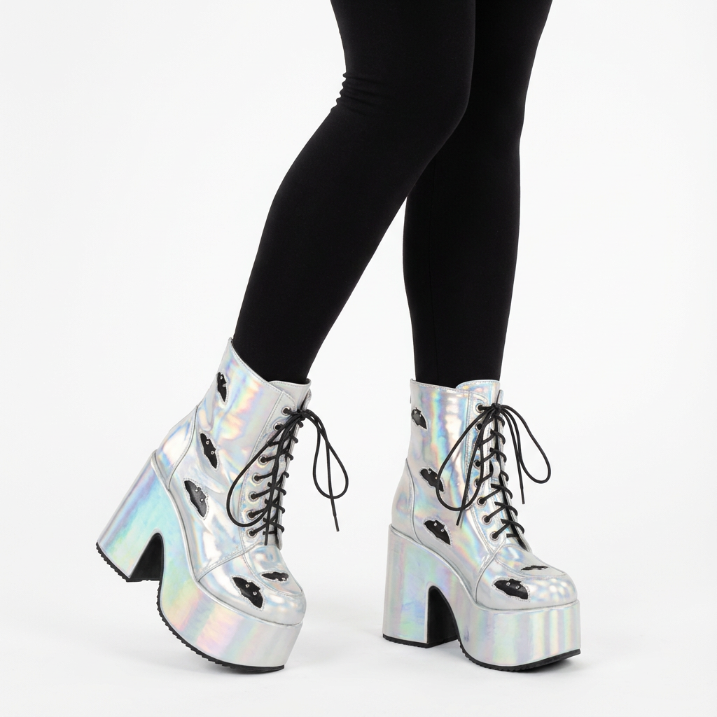 Tina Women's Black Punk Boots | Thick Sole, Lace-Up Design