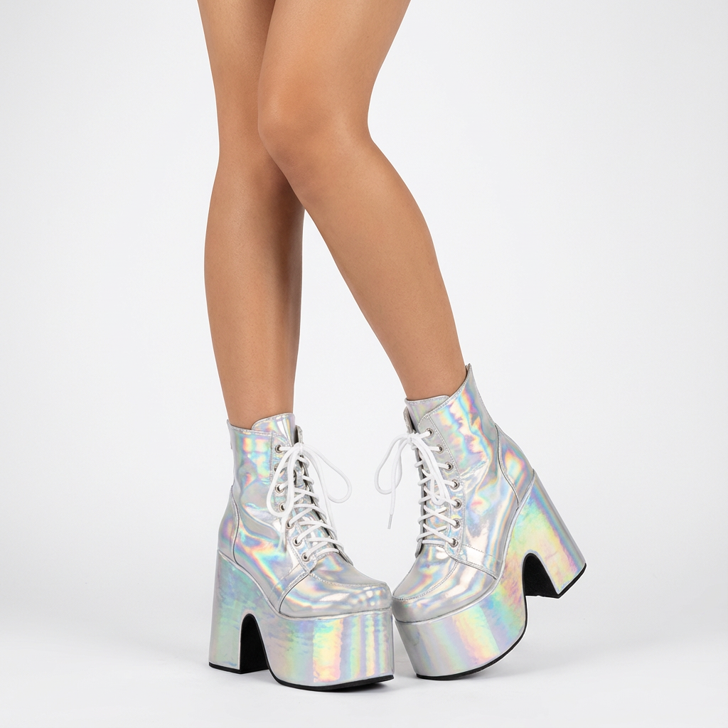 Tina Women's Black Punk Boots | Thick Sole, Lace-Up Design