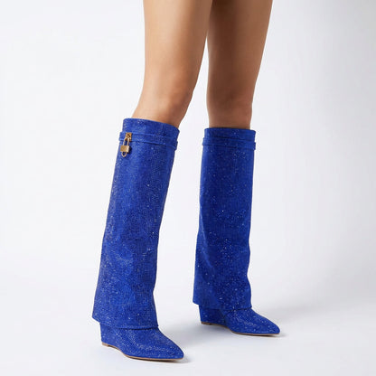 Bottes montantes pour femmes Rina | Ornements en strass, finition scintillante