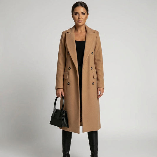 Vionna Women's Trench Coat | Double-Breasted, Elegant Design