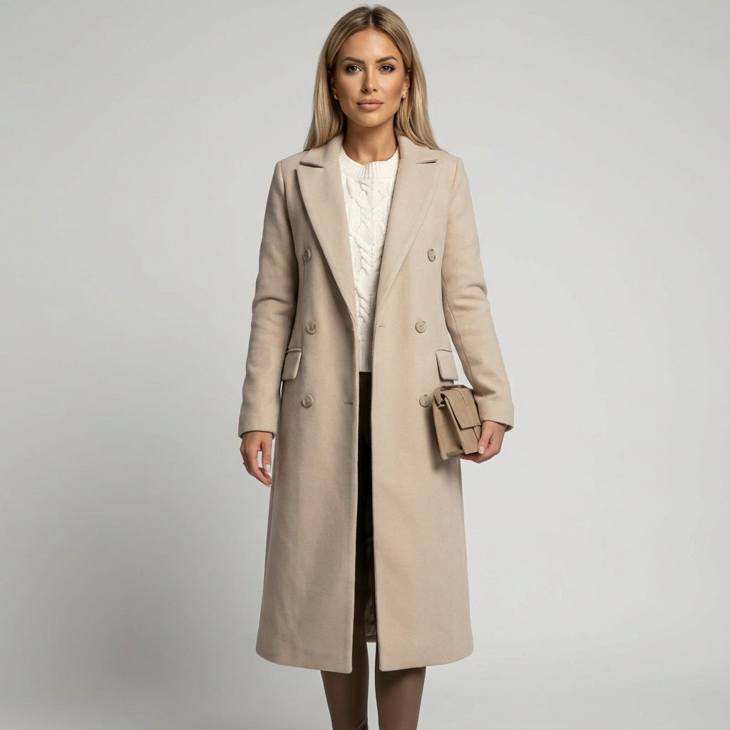 Vionna Women's Trench Coat | Double-Breasted, Elegant Design